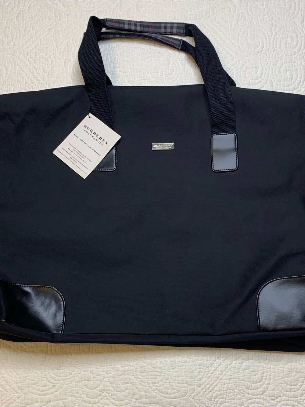 Authentic Burberry Fragrance Black Nylon Weekend Overnight Bag